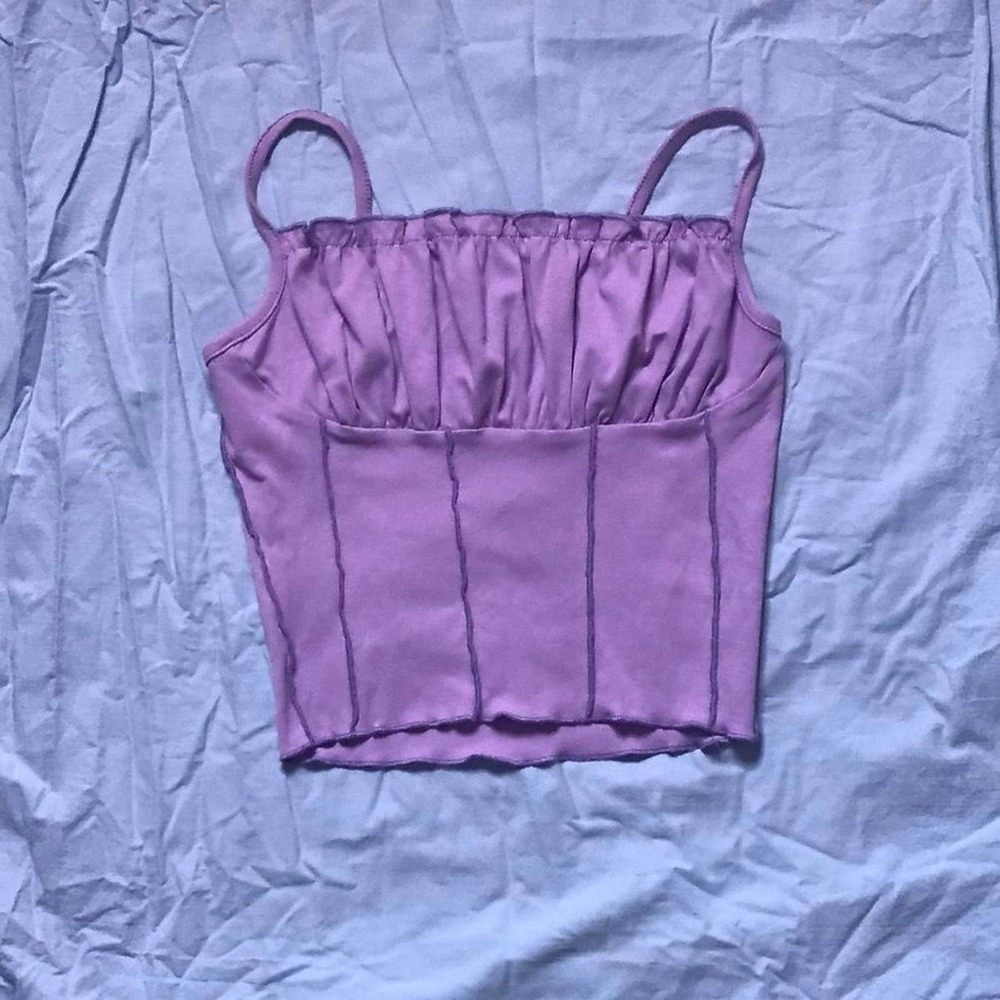 Shein Purple Lettuce Hem Crop Top